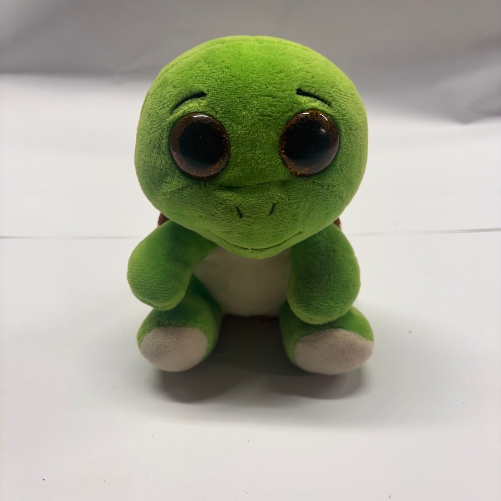 Ty Beanie Boos Turbo the Turtle Green Plush Stuffed Animal Glitter Eyes 6 inch